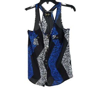 Yumi Kim Black Blue Zigzag Myla Racerback Tank Top